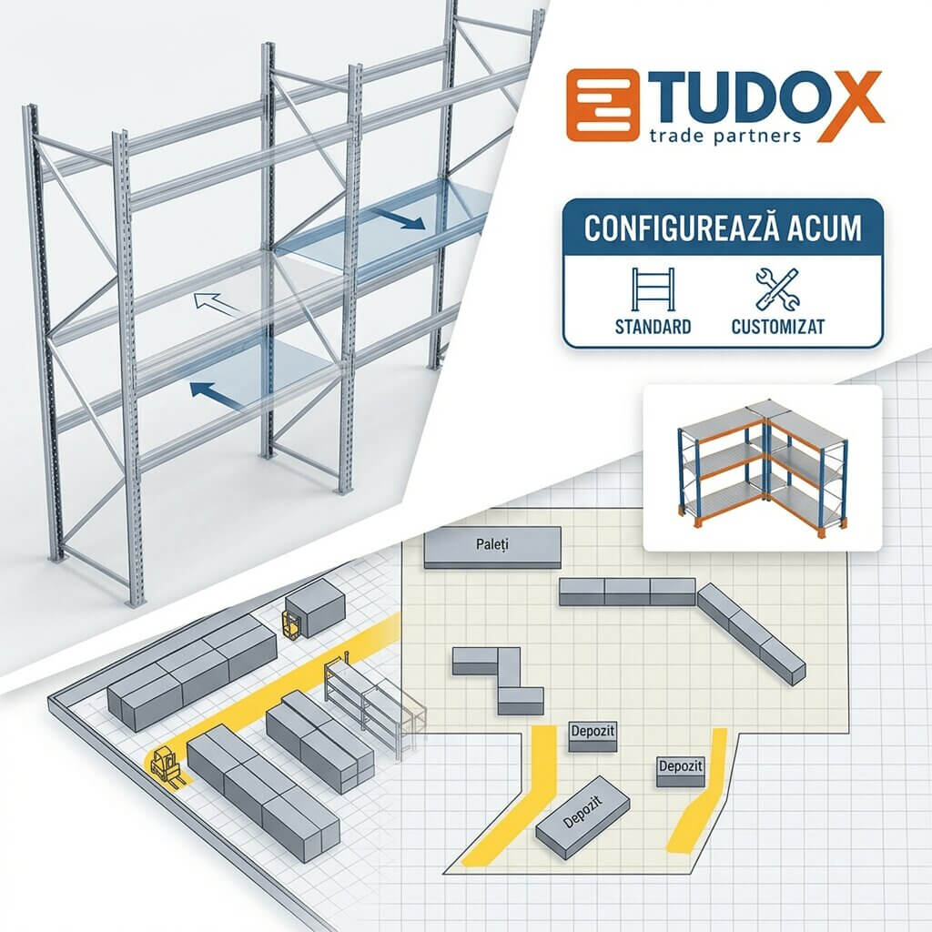 Configuratorul Tudox: raft pentru paleți și plan de depozit